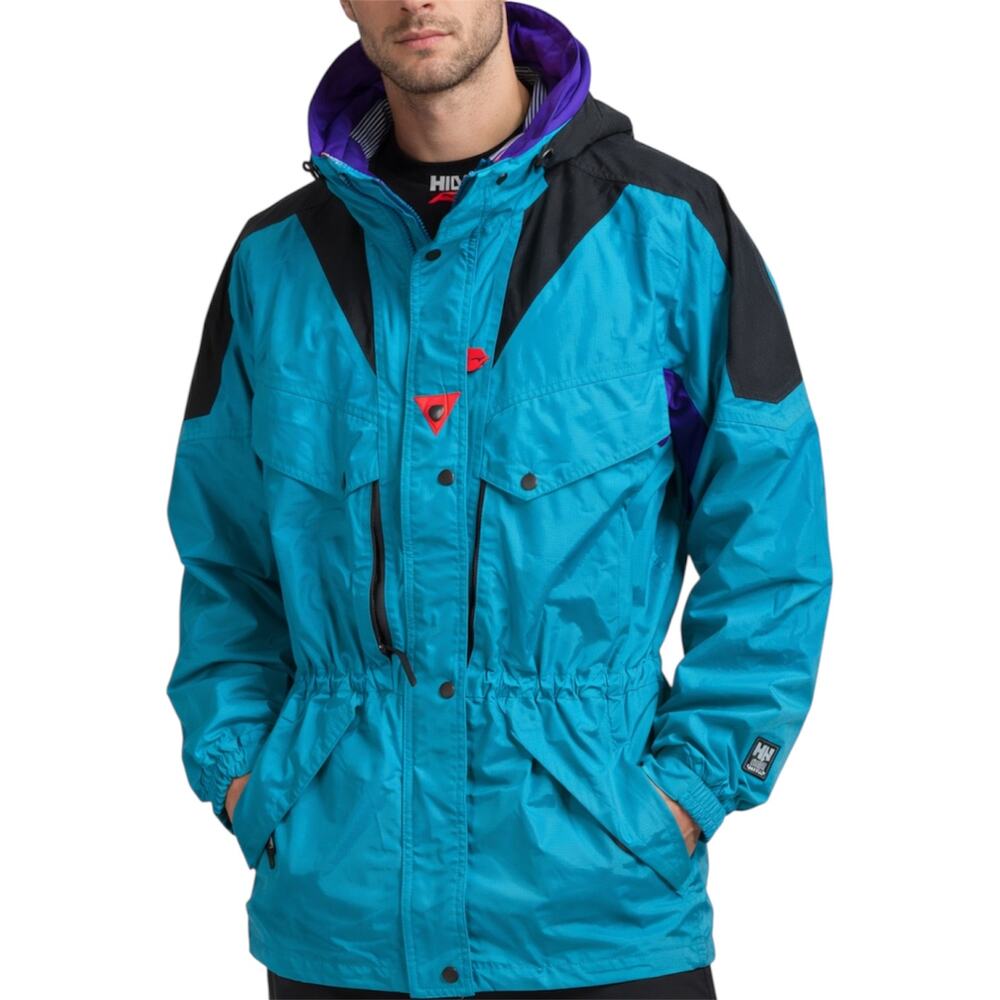 Vintage Helly Hansen Equipe Ski Jacket 80s Cinch Waist Pockets Blue Purple Small